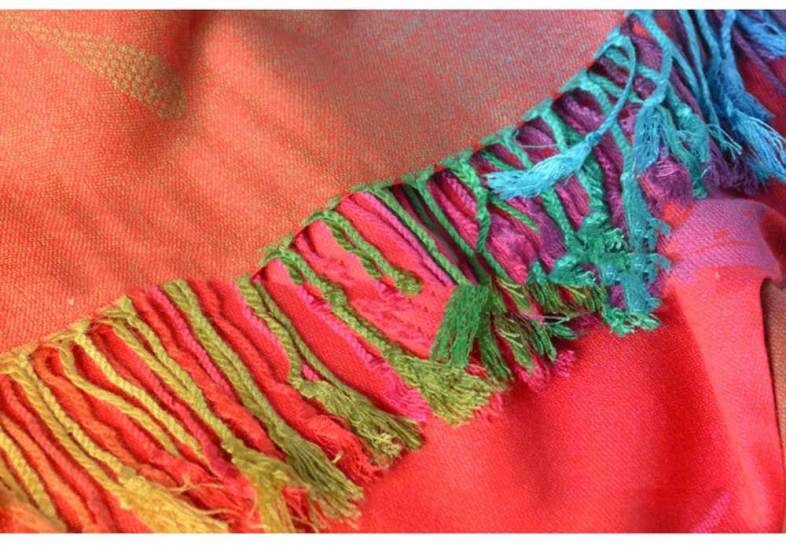 Casual Nation Wind Colorful Butterfly Dual Use Tassel Scarf for Women