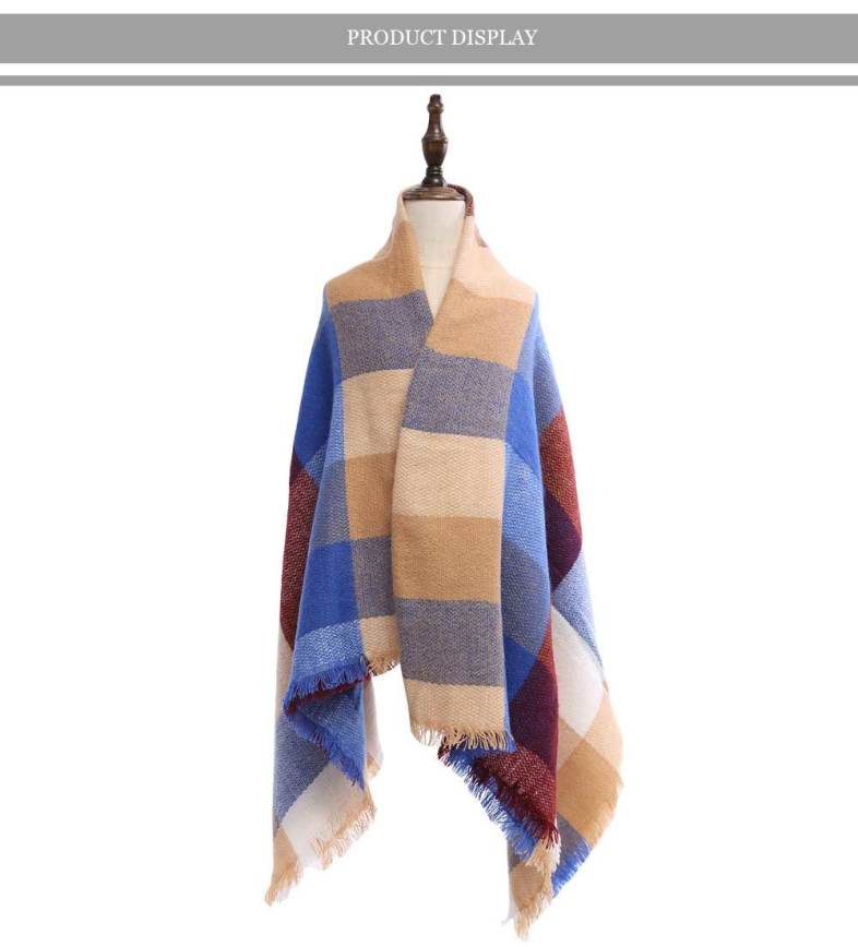 Casual Dual Use Grid Design Warm Scarf for Women
