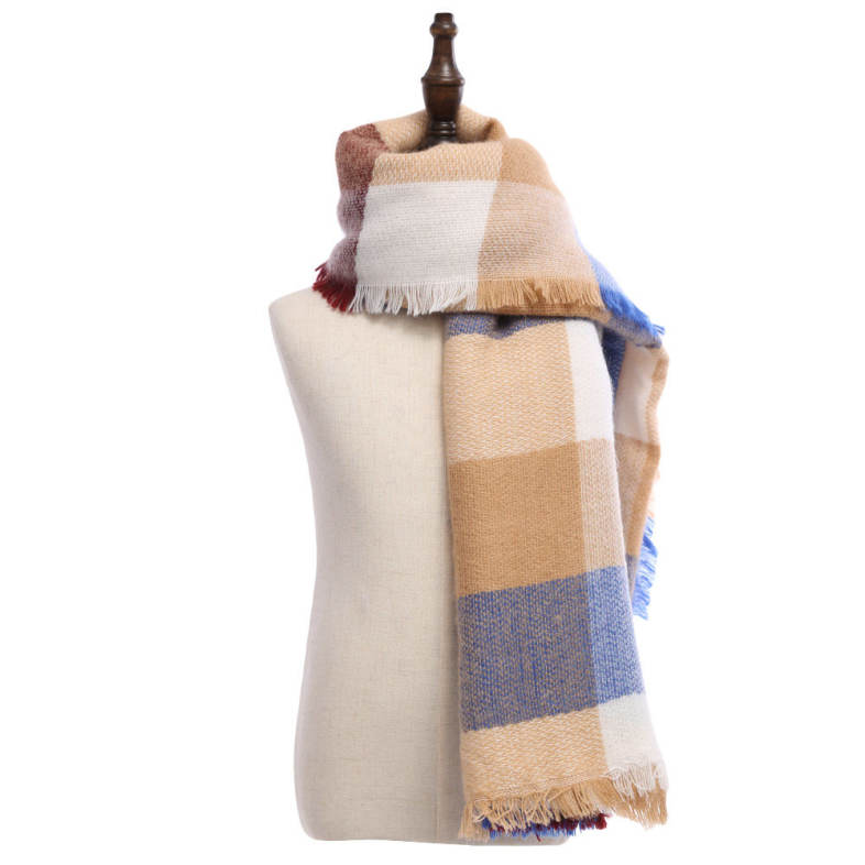 Casual Dual Use Grid Design Warm Scarf for Women