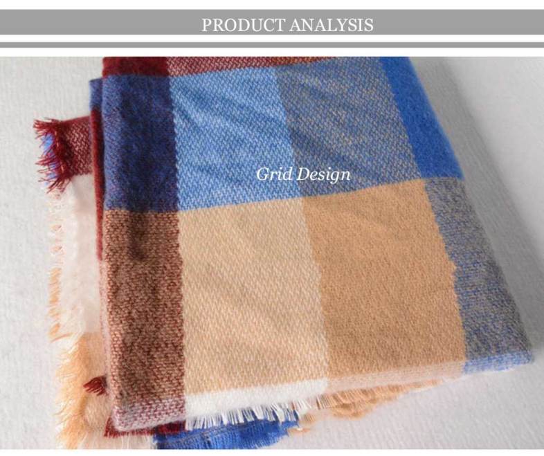 Casual Dual Use Grid Design Warm Scarf for Women