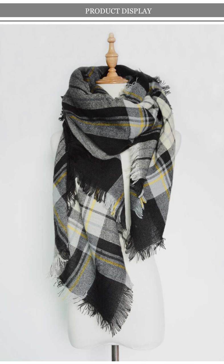 Casual Grid Design Women Warm Scarf