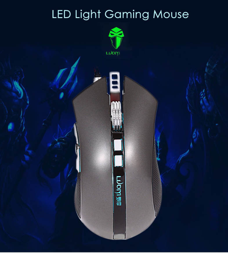 LUOM G60 Wired Nine Buttons Gaming Mouse Game Peripherals with LED for PC Laptop Computer