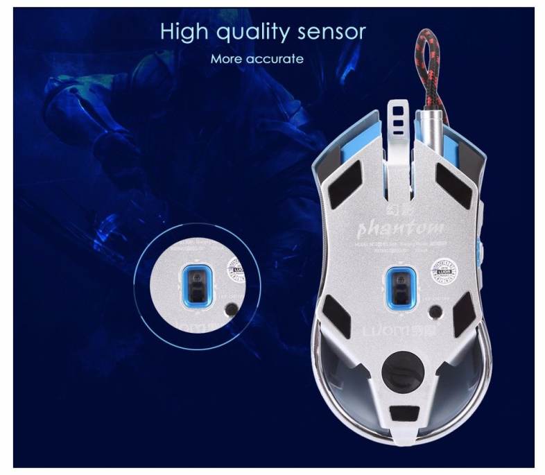 LUOM G60 Wired Nine Buttons Gaming Mouse Game Peripherals with LED for PC Laptop Computer
