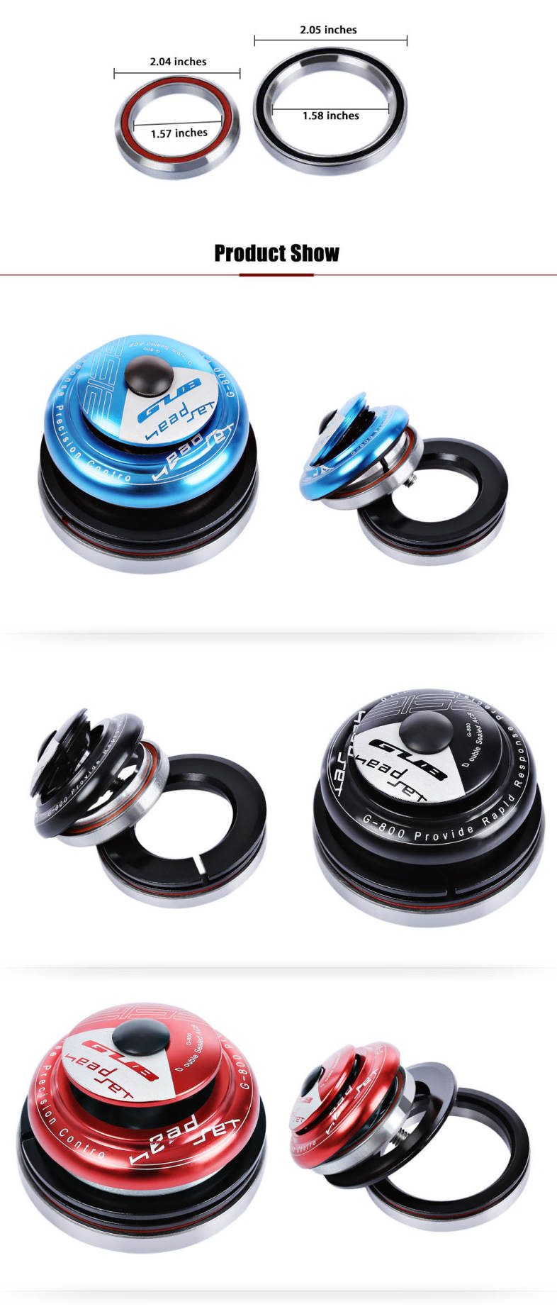 GUB G - 800 Mountain Bike Sealed Bearing Headset Cycling Wrist Tapered Bowl
