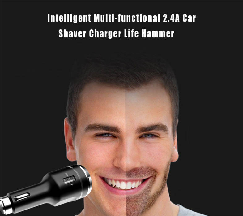 Multi-functional 2.4A Car Shaver Charger Life Hammer with LED Light