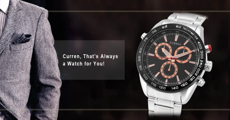 Curren 8189 Male Stainless Steel Band Quartz Watch 3ATM Luminous Men Wristwatch