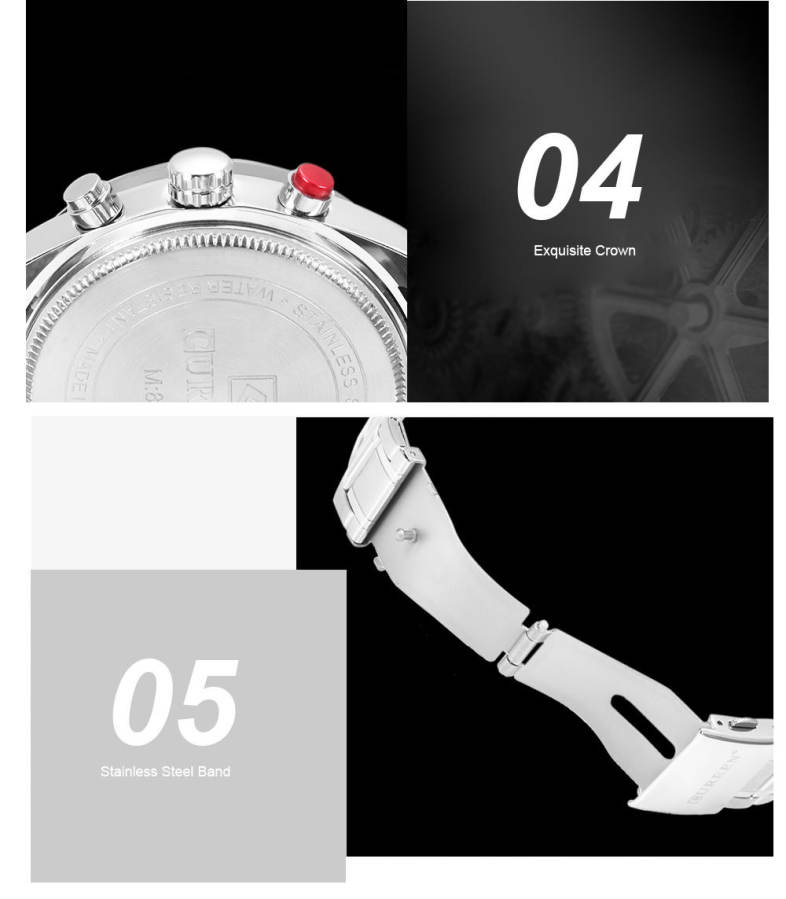 Curren 8189 Male Stainless Steel Band Quartz Watch 3ATM Luminous Men Wristwatch