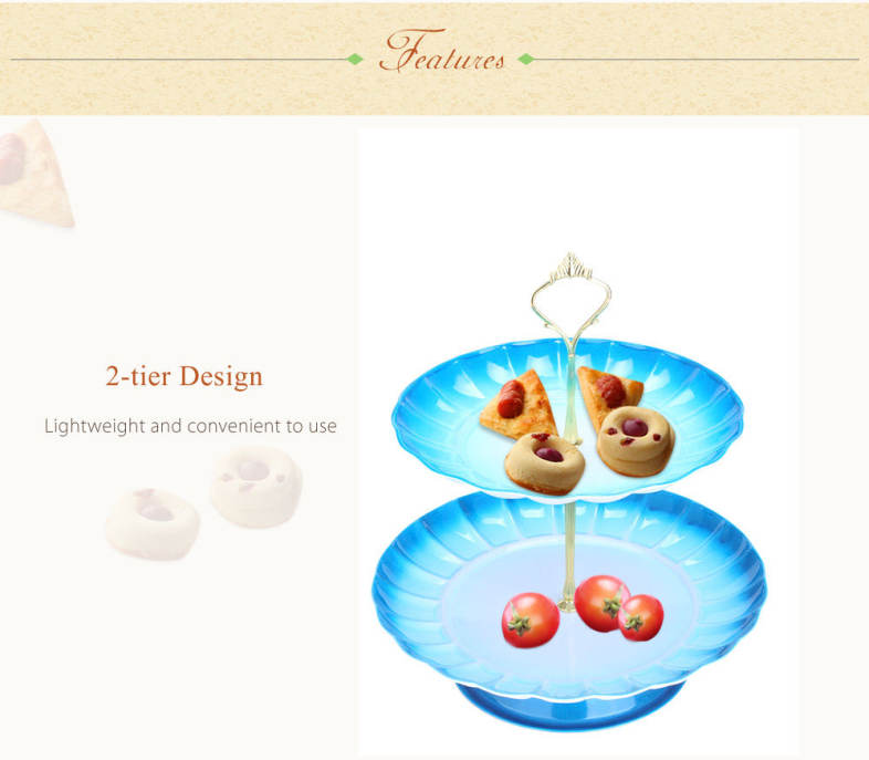 2-tier Stainless Steel Fruit Cupcake Plate Stand Pastry Tray