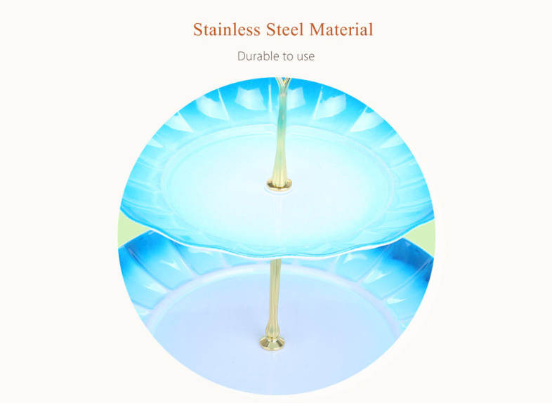 2-tier Stainless Steel Fruit Cupcake Plate Stand Pastry Tray