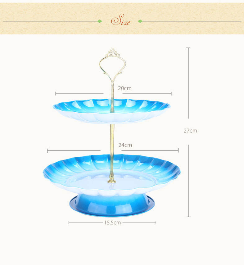 2-tier Stainless Steel Fruit Cupcake Plate Stand Pastry Tray