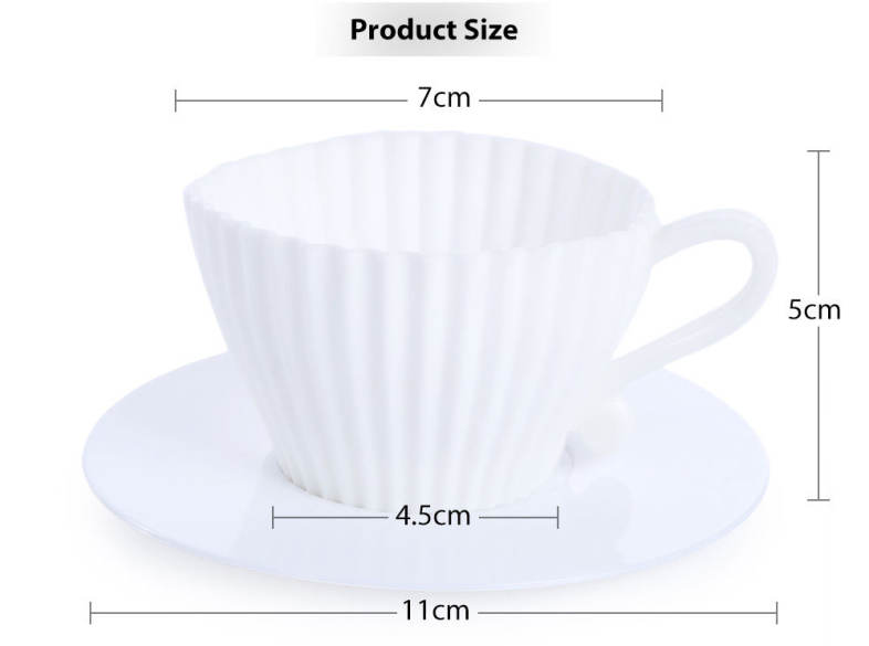 4pcs Silicone Cupcake Muffin Baking Mold Cups with Tea Saucers