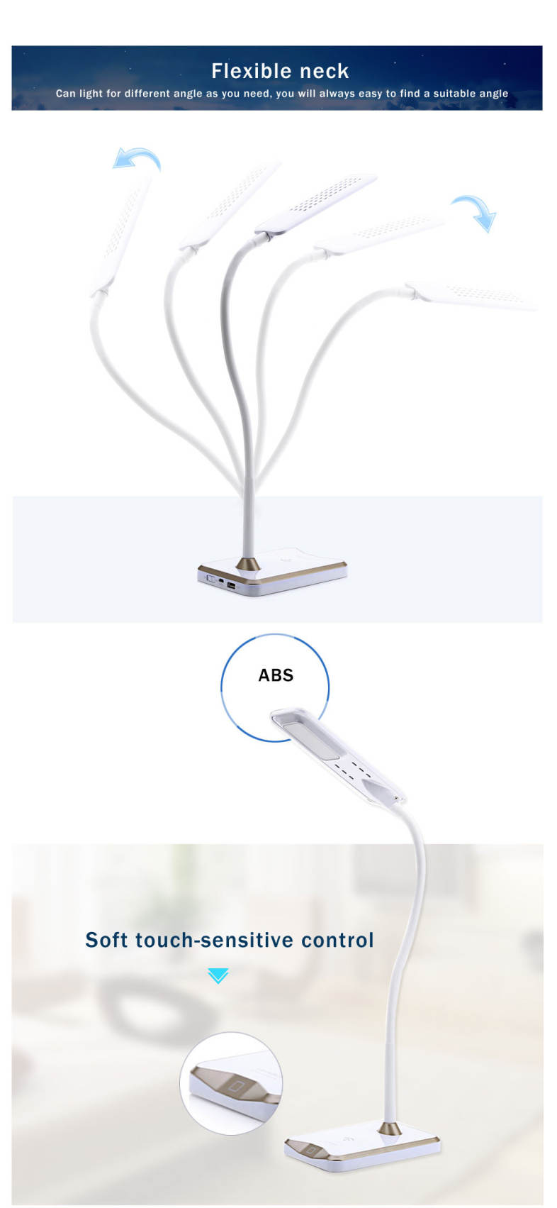 DC 5V 5W 550LM LED Table Lamp Eye-protection Night Light with Wireless Desktop Charger