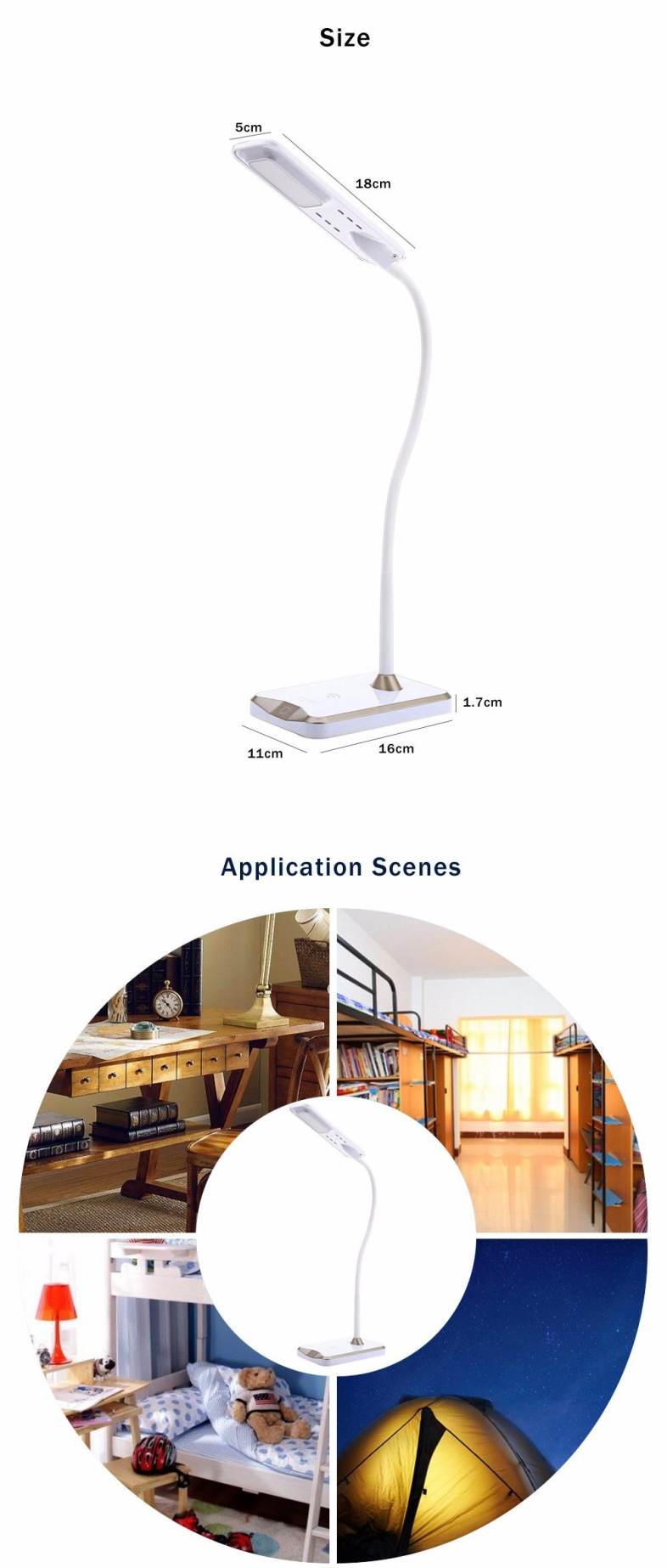 DC 5V 5W 550LM LED Table Lamp Eye-protection Night Light with Wireless Desktop Charger