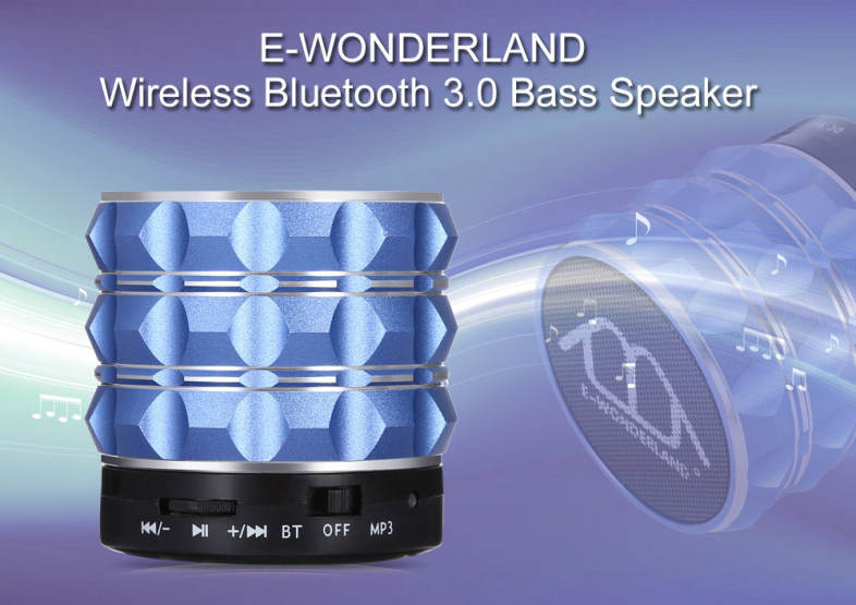 E-WONDERLAND Mini Wireless Bluetooth Bass FM Speaker Support Handsfree AUX TF Card Input