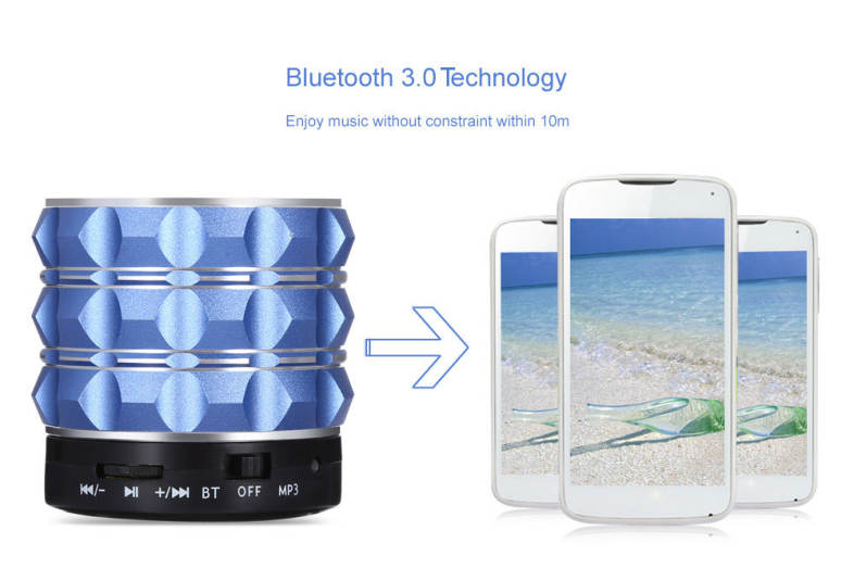 E-WONDERLAND Mini Wireless Bluetooth Bass FM Speaker Support Handsfree AUX TF Card Input