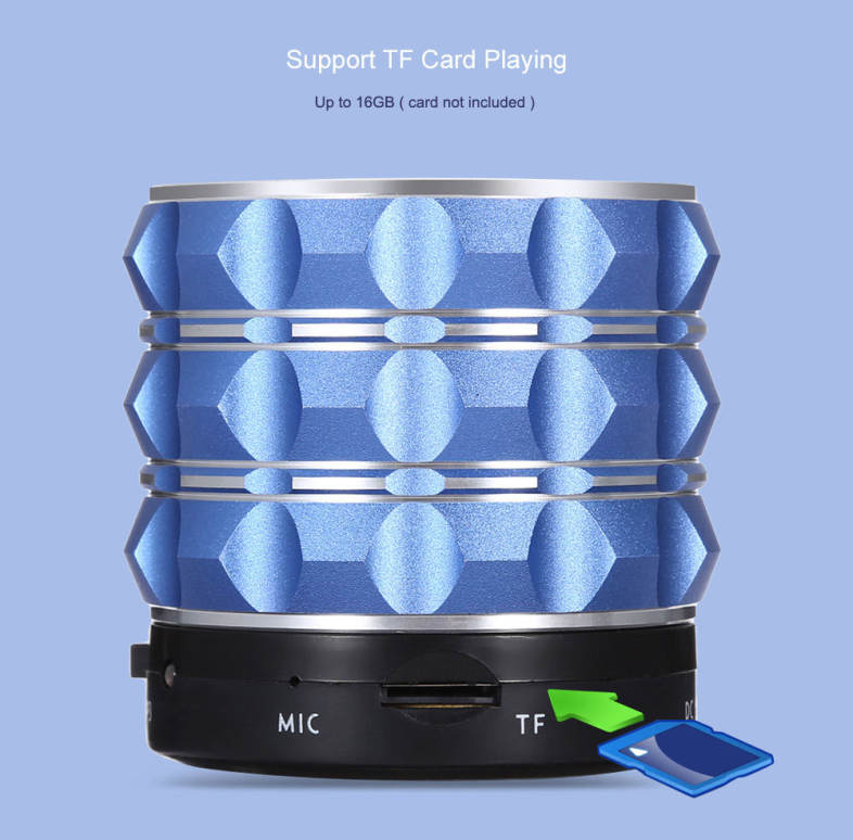 E-WONDERLAND Mini Wireless Bluetooth Bass FM Speaker Support Handsfree AUX TF Card Input