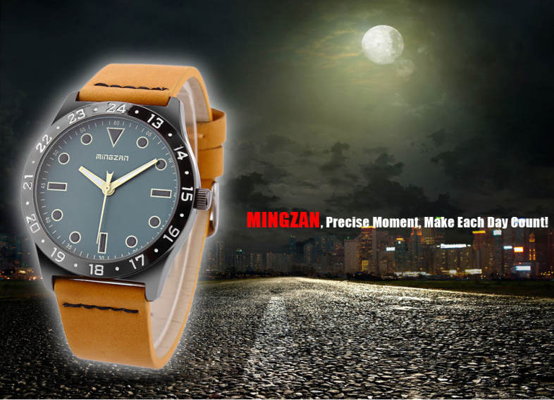 MINGZAN 6304 Men Quartz Watch Luminous Pointer Cute Scale Daily Water Resistance Wristwatch