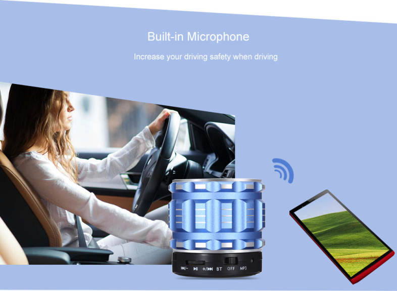 E-WONDERLAND Mini Wireless Bluetooth Bass Speaker Support FM Handsfree AUX TF Card Input
