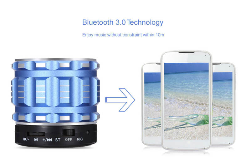E-WONDERLAND Mini Wireless Bluetooth Bass Speaker Support FM Handsfree AUX TF Card Input