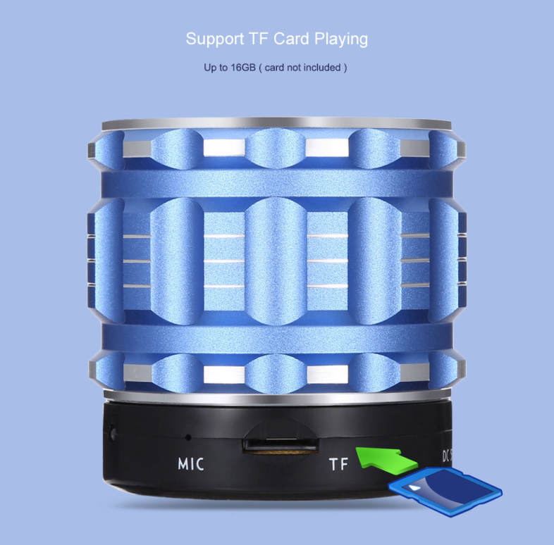 E-WONDERLAND Mini Wireless Bluetooth Bass Speaker Support FM Handsfree AUX TF Card Input