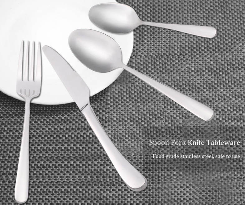 4pcs Portable Stainless Steel Spoon Fork Knife Tableware