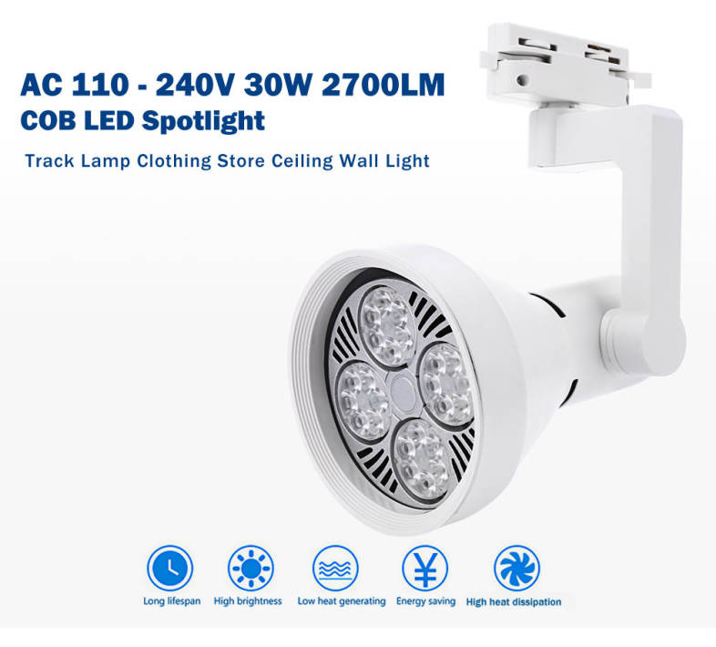 AC 110 - 240V 30W 2700LM COB LED Spotlight Track Lamp Clothing Store Ceiling Wall Light