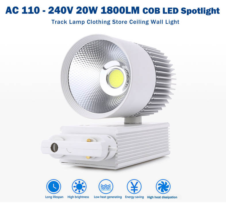 AC 110 - 240V 20W 1800LM COB LED Spotlight Track Lamp Clothing Store Ceiling Wall Light