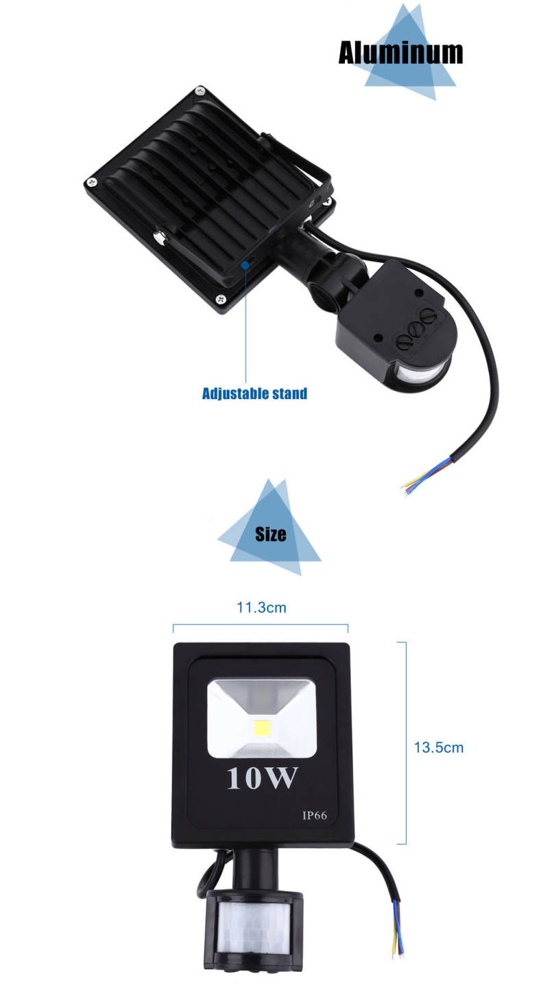 AC 85 - 265V 10W 900 - 1000LM Human Body Infrared Sensor LED Flood Light Garden Lamp
