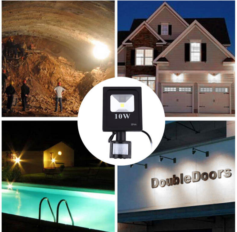 AC 85 - 265V 10W 900 - 1000LM Human Body Infrared Sensor LED Flood Light Garden Lamp