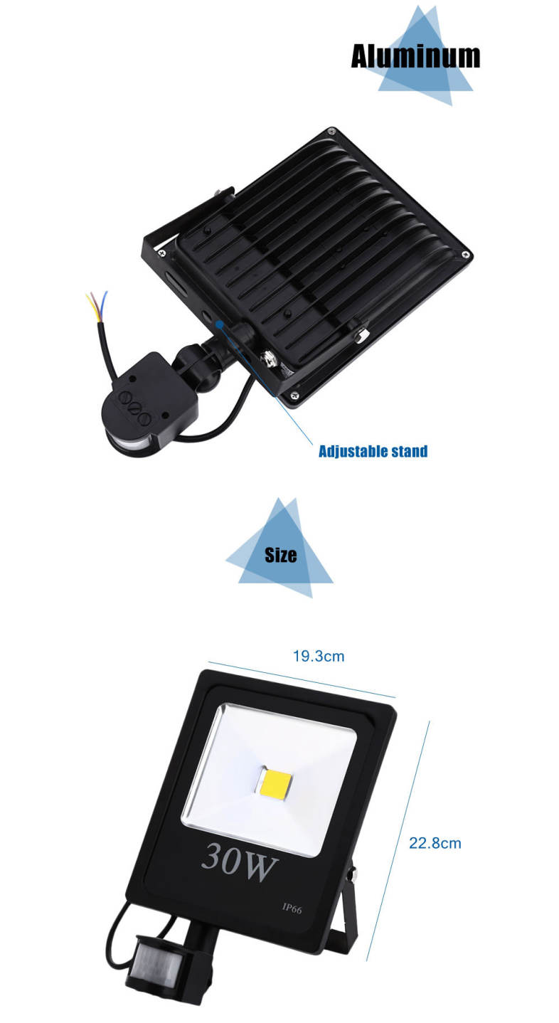 AC 85 - 265V 30W 2800 - 3000LM Human Body Infrared Sensor LED Flood Light Garden Lamp