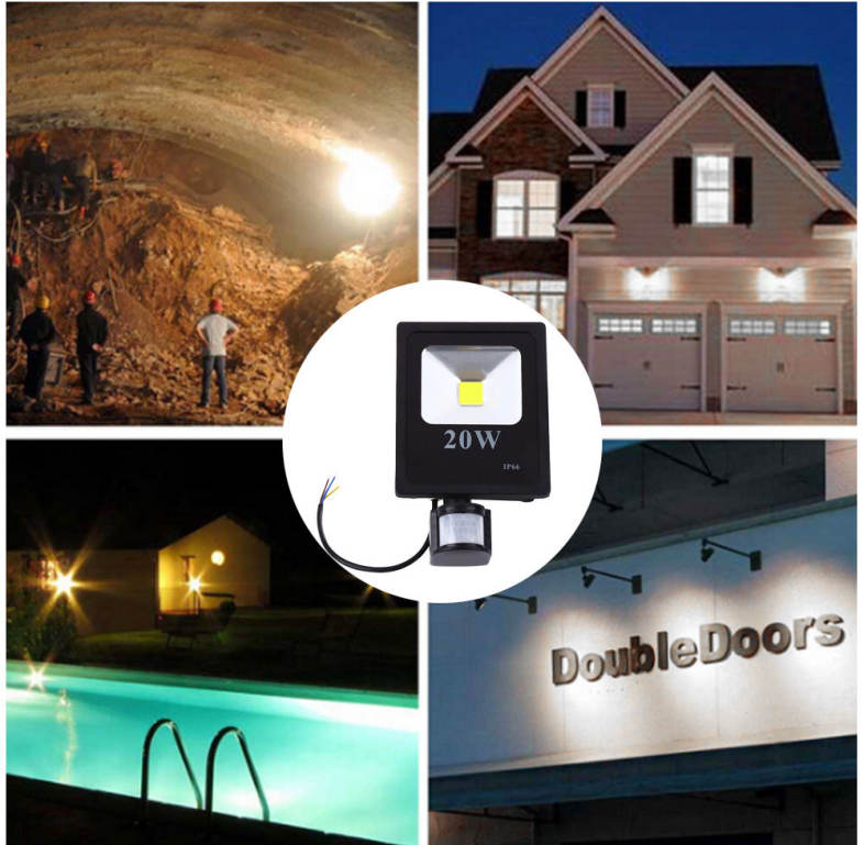AC 85 - 265V 20W 1800 - 2000LM Human Body Infrared Sensor LED Flood Light Projection Lamp