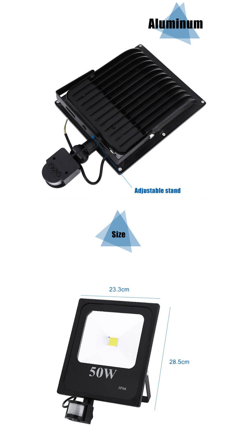 AC 85 - 265V 50W 4800 - 5000LM Human Body Infrared Sensor LED Flood Light Garden Lamp