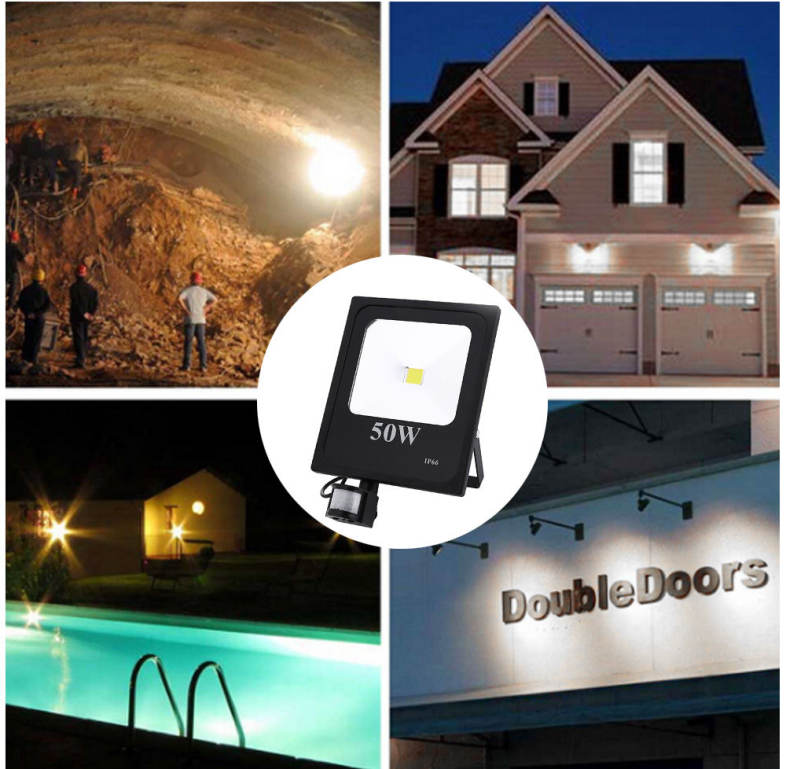 AC 85 - 265V 50W 4800 - 5000LM Human Body Infrared Sensor LED Flood Light Garden Lamp