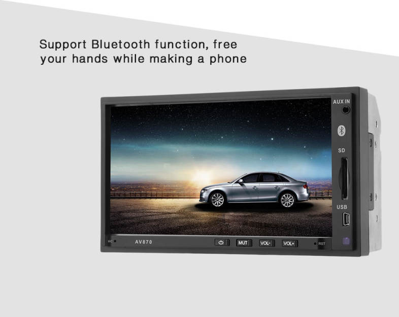 AV870B 12V Car DVD Radio RDS MP5 Player 7 inch with Bluetooth 2.1 FM