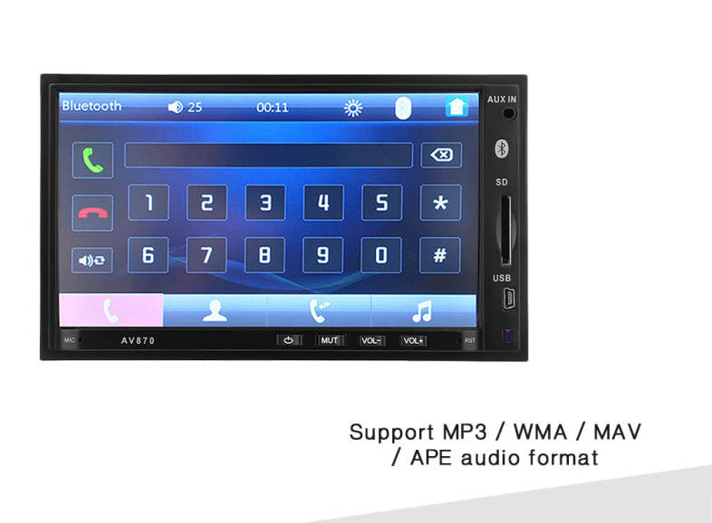 AV870B 12V Car DVD Radio RDS MP5 Player 7 inch with Bluetooth 2.1 FM