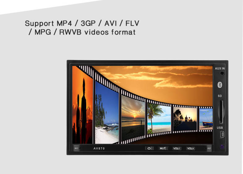 AV870B 12V Car DVD Radio RDS MP5 Player 7 inch with Bluetooth 2.1 FM