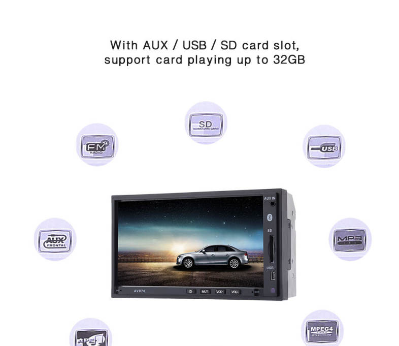 AV870B 12V Car DVD Radio RDS MP5 Player 7 inch with Bluetooth 2.1 FM