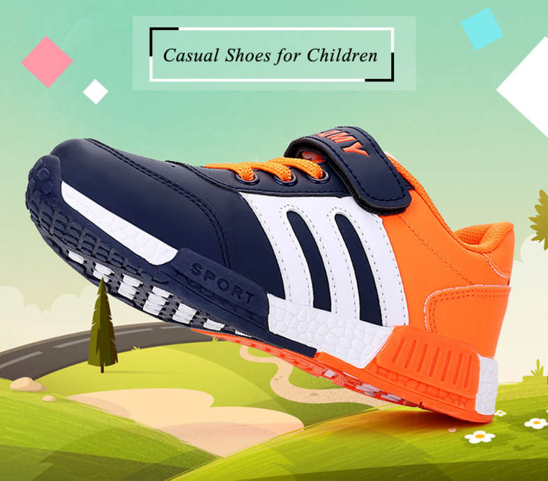 SHENQIMIANYANG Casual Color Block Breathable Lace Up Boys Sneaker