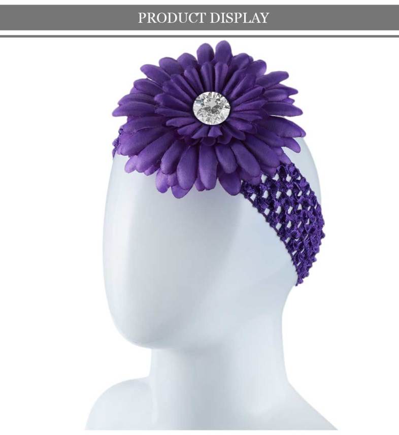 Fashionable Daisy Rhinestone Decoration Elastic Hair Band for Baby Girls