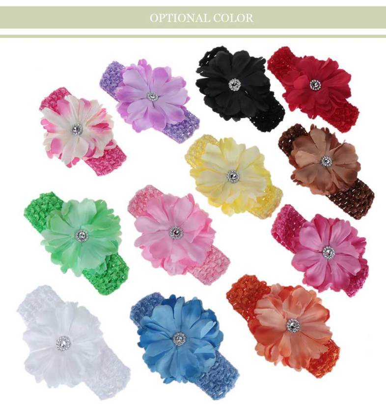 Fashionable Peony Rhinestone Design Hair Accessories Oversize Hair Band for Girls