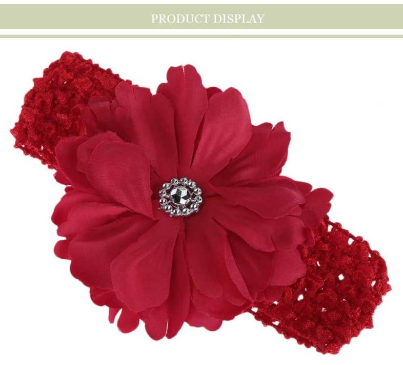Fashionable Peony Rhinestone Design Hair Accessories Oversize Hair Band for Girls