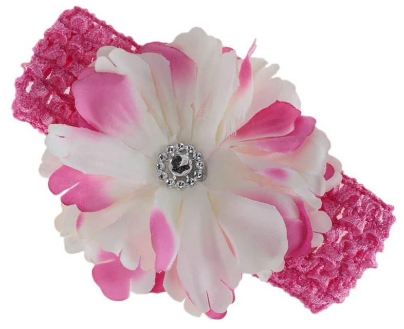 Fashionable Peony Rhinestone Design Hair Accessories Oversize Hair Band for Girls