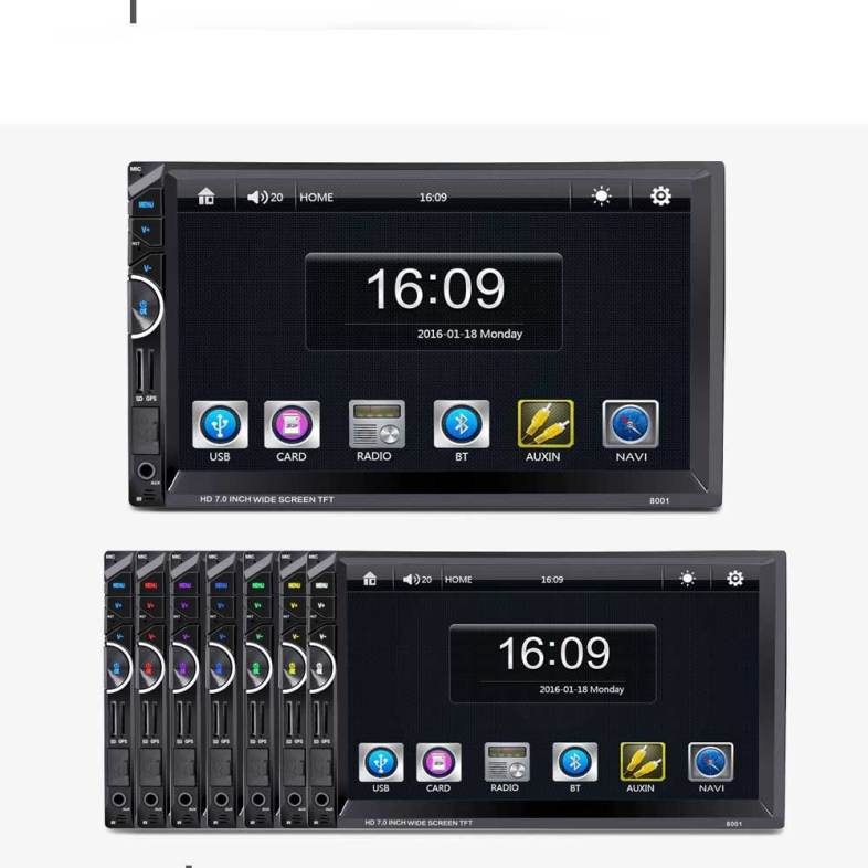 8001 7 inch 2-din 12V Car Multimedia MP5 Player with Camera GPS AM FM Bluetooth Function