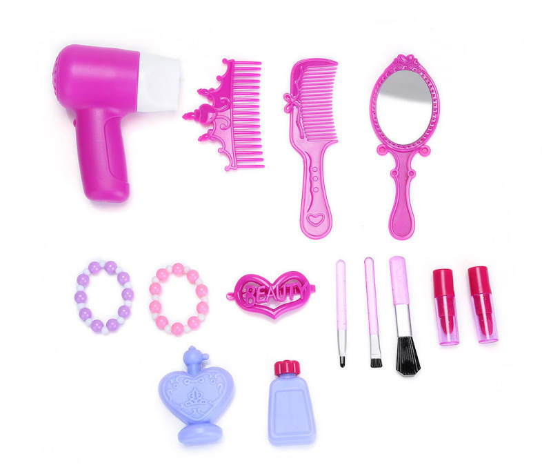 Bowa 19pcs Kids Makeup Tools Box Educational Pretend Play Toy Present