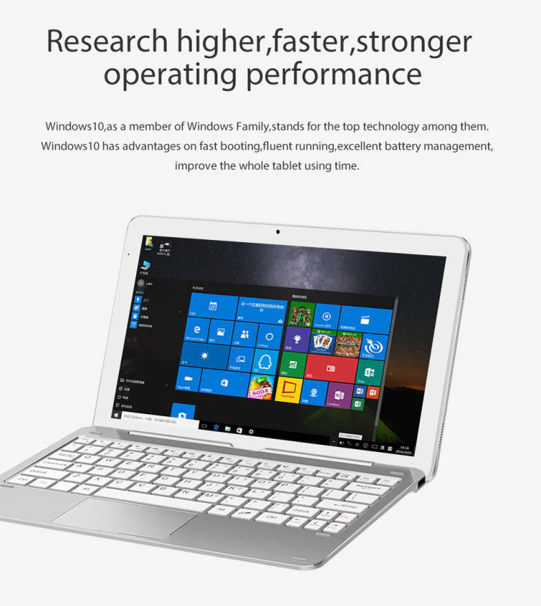 Cube Mix Plus 2 in 1 Tablet PC 10.6 inch Windows 10 IPS Capacitive Screen Intel Kaby Lake Core M3-7Y30 Dual Core 1.61GHz 4GB RAM 128GB SSD 2.0MP   5.0MP Cameras Bluetooth 4.0 OTA OTG