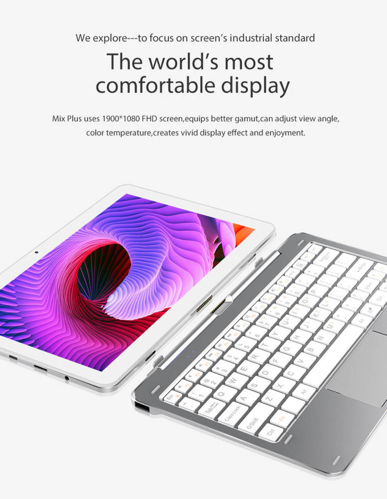 Cube Mix Plus 2 in 1 Tablet PC 10.6 inch Windows 10 IPS Capacitive Screen Intel Kaby Lake Core M3-7Y30 Dual Core 1.61GHz 4GB RAM 128GB SSD 2.0MP   5.0MP Cameras Bluetooth 4.0 OTA OTG