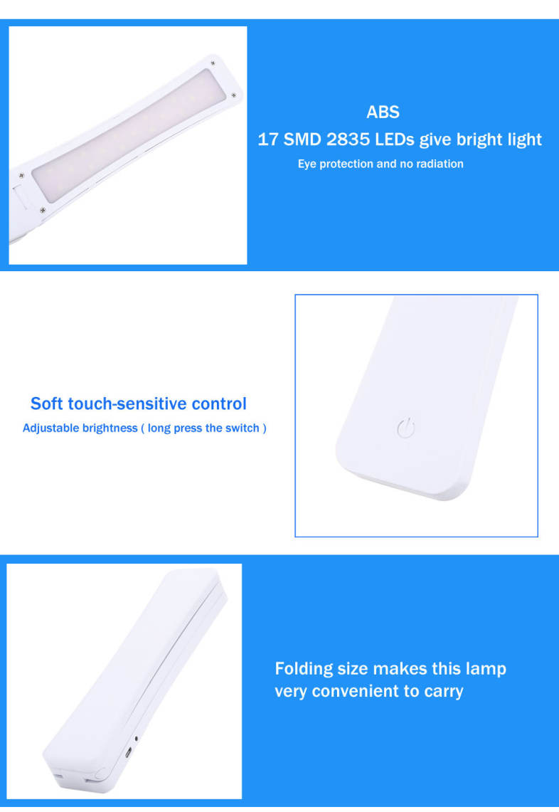 Creative DC 5V 1.5W 120LM Eye-protection LED Table Lamp Folding Night Light with 17 LEDs