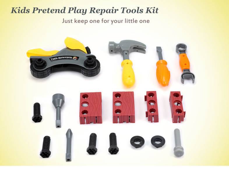 Bowa 17pcs Baby Kids Simulation Repair Tools Educational Pretend Play Toy