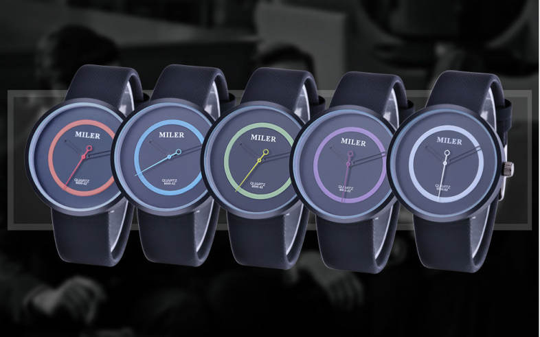 MILER 90002 Unisex Quartz Watch Concise Dial Leather Band Daily Water Resistance Wristwatch