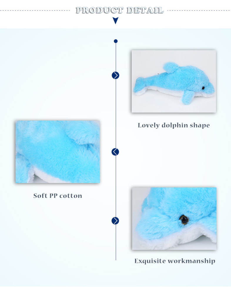 Stuffed Lovely Dolphin Plush Doll Toy with Light Birthday Christmas Present